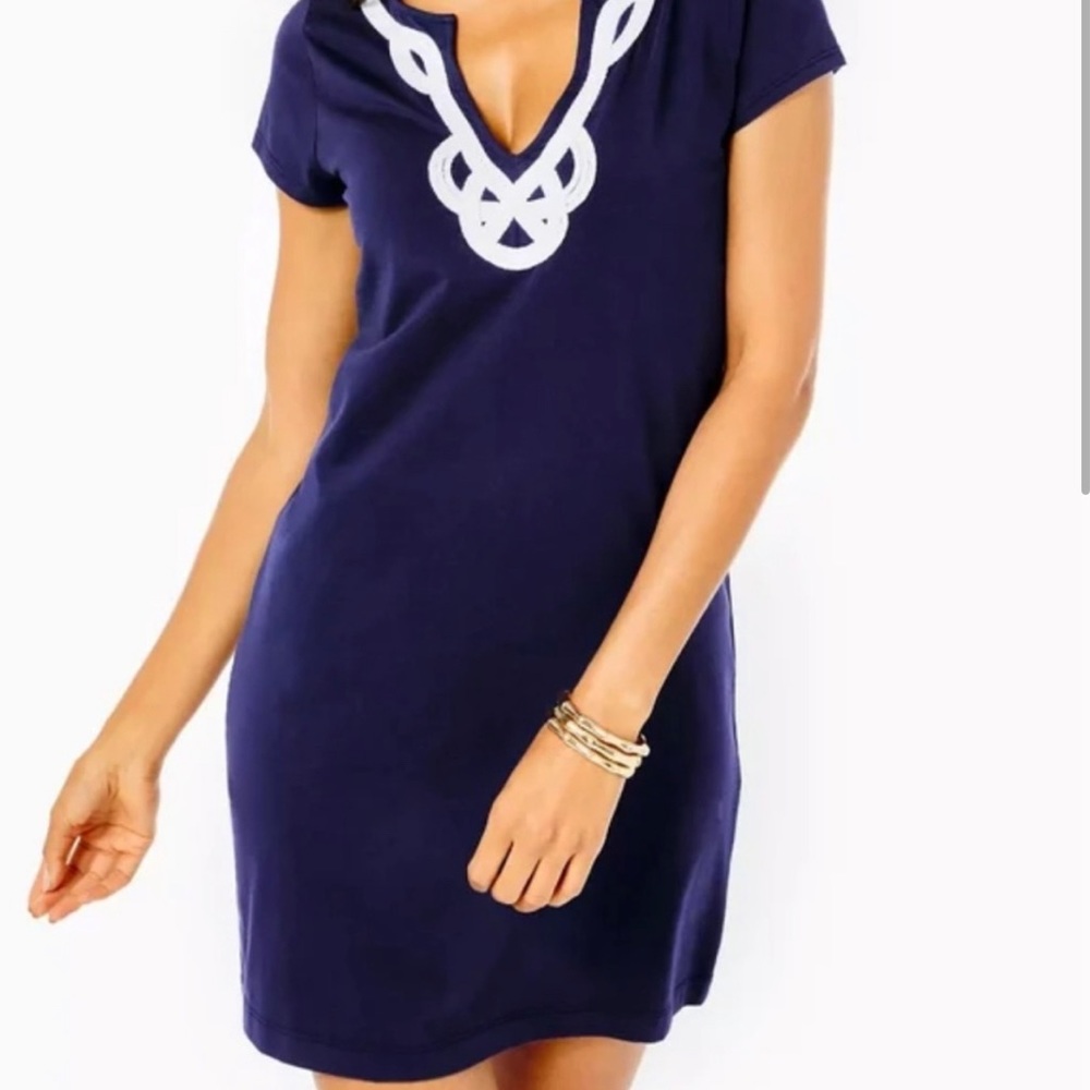 Lilly Pulitzer Brewster Dress XXS Navy with White Lace Detail ☀️ 🏖️ 🍹